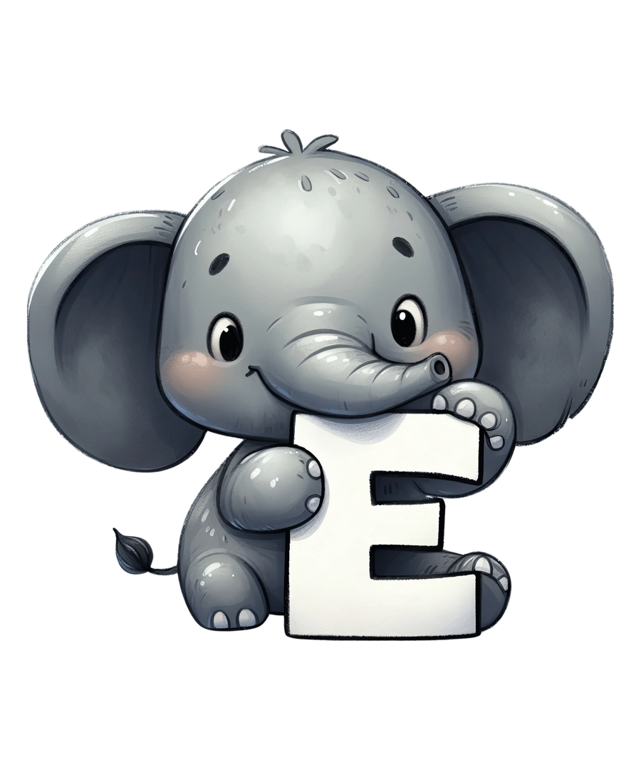 Tieralphabet E Elefanten-Design – DTF druckfertig