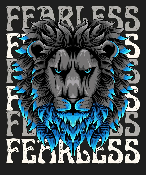 Fearless Lion - DTF Ready to Press (black_bg)