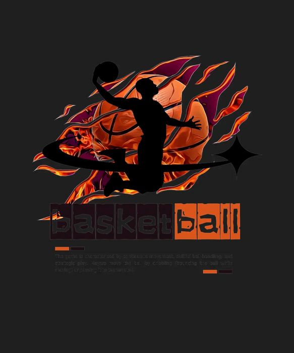 Fiery Slam Dunk - DTF Ready to Press (black_bg)