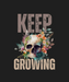 Floral Skull Keep Growing - DTF Ready to Press (black_bg)