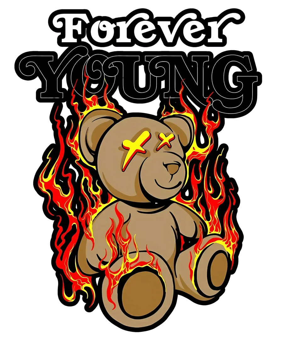 Forever Young Teddy - DTF Ready to Press