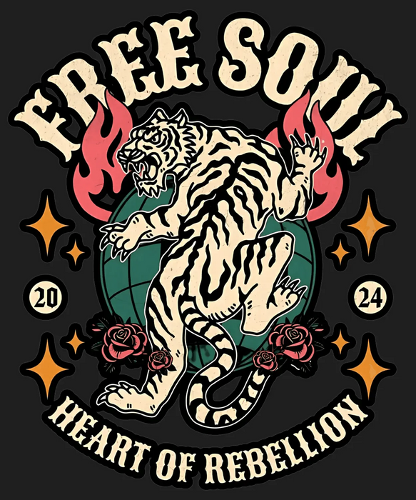 Free Soul Tiger - DTF Ready to Press (black_bg)