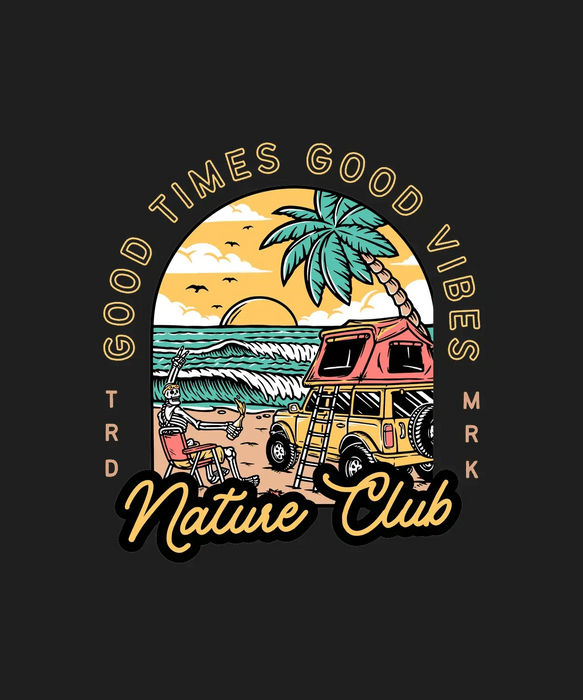 Good Times Vibes Beach - DTF Ready to Press (black_bg)