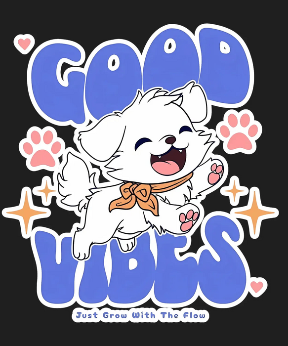 Good Vibes Puppy - DTF Ready to Press (black_bg)