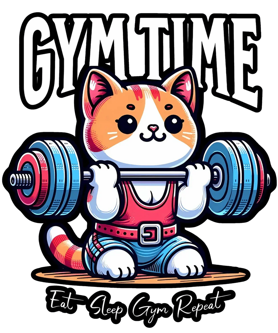 Gym Time Cat - DTF Ready to Press