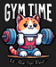 Gym Time Cat - DTF Ready to Press (black_bg)