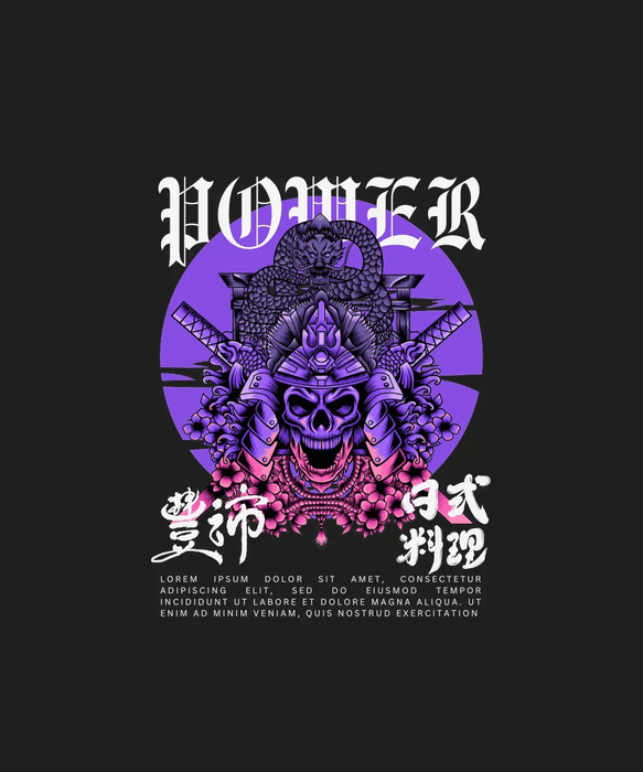 Hannya Mask Samurai - DTF Ready to Press (black_bg)