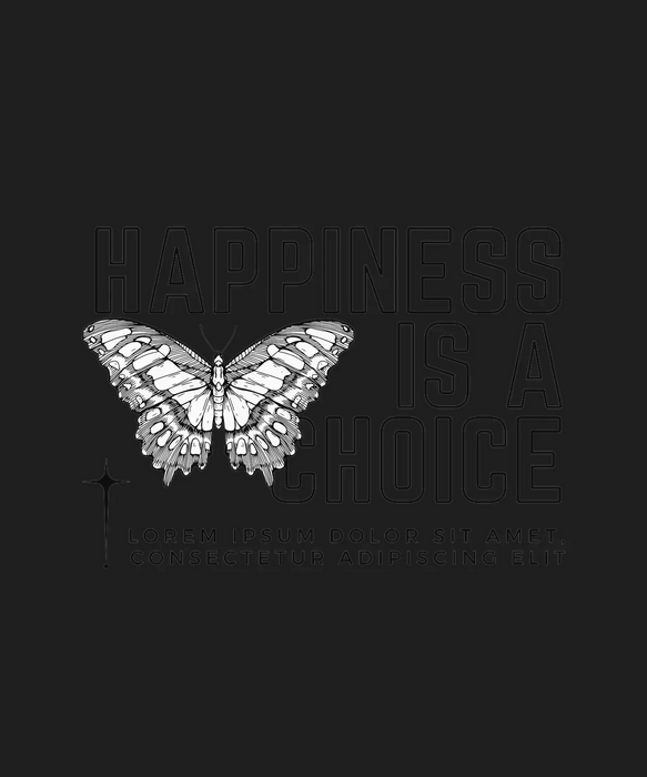 Happiness Butterfly - DTF Ready to Press (black_bg)