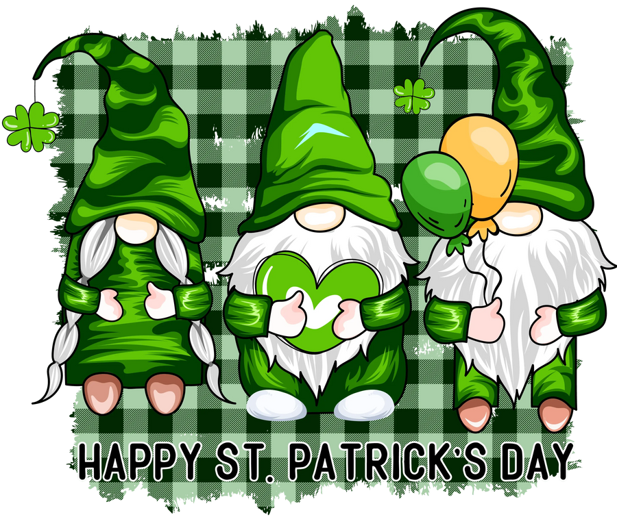 Happy Saint Patricks Day Gnomes Design - DTF Ready To Press
