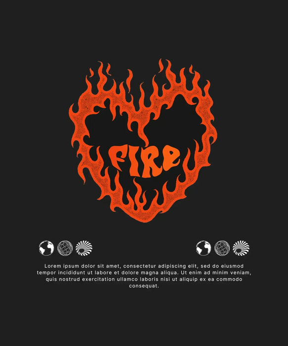 Heart of Fire - DTF Ready to Press (black_bg)