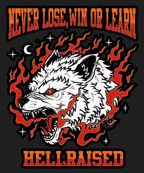 Hellraised Wolf - DTF Ready to Press (black_bg)