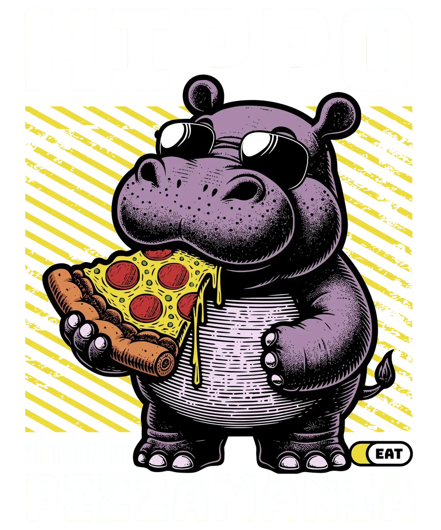 Hippo Pizzamania - DTF Ready to Press