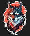 Hipster Wolf Art - DTF Ready to Press (black_bg)