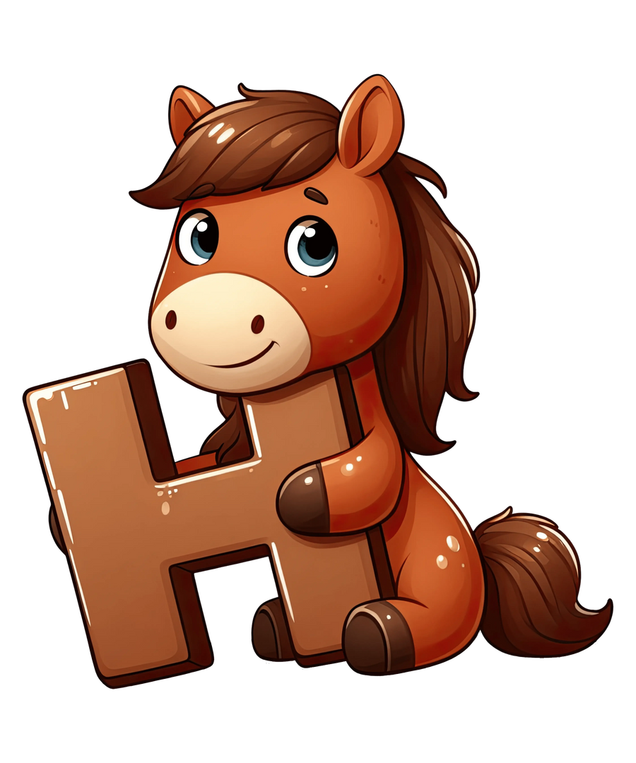 Tieralphabet H Pferdedesign – DTF-Pressfertig