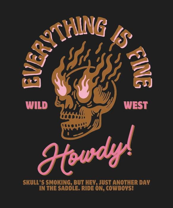 Howdy Cowboy - DTF Ready to Press (black_bg)