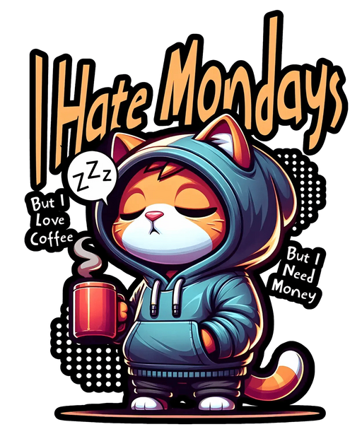 I Hate Mondays Cat - DTF Ready to Press (original)