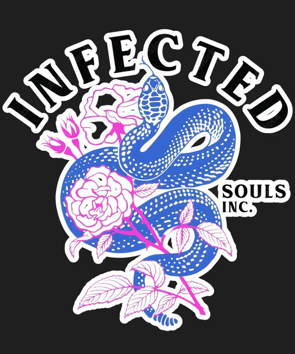 Infected Snake Floral - DTF Ready to Press (black_bg)