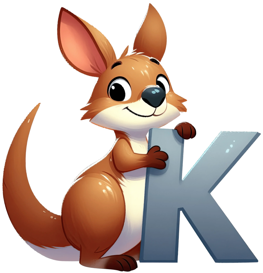 Tier-Alphabet K Känguru-Design - DTF Ready To Press