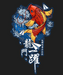 Koi Fish Waves - DTF Ready to Press (black_bg)