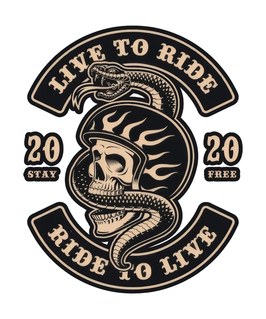 Live to Ride Skull - DTF Ready to Press
