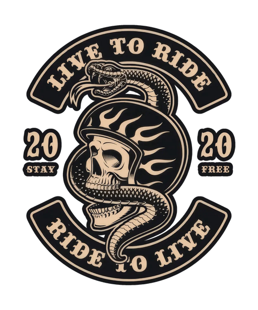 Live to Ride Skull - DTF Ready to Press (original)