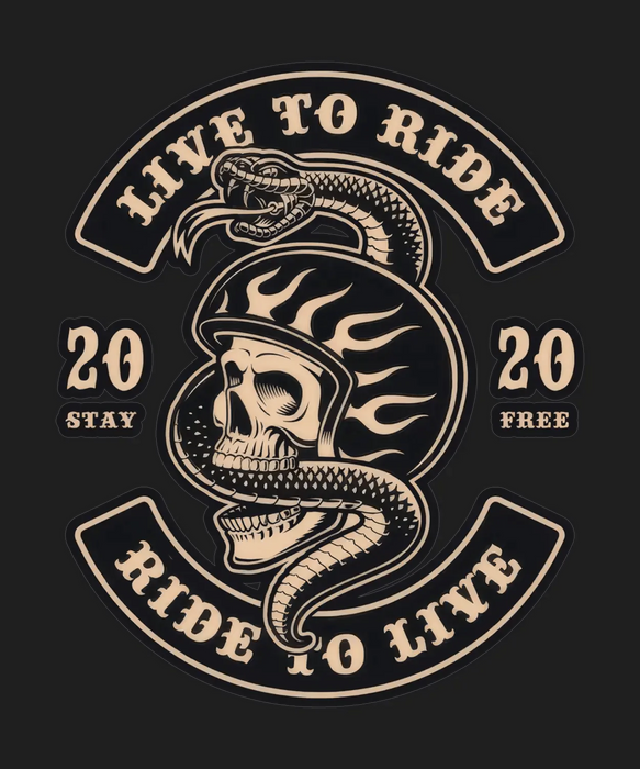 Live to Ride Skull - DTF Ready to Press (black_bg)