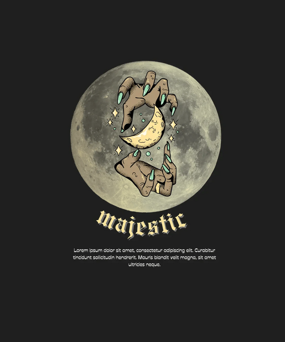 Majestic Moon - DTF Ready to Press (black_bg)