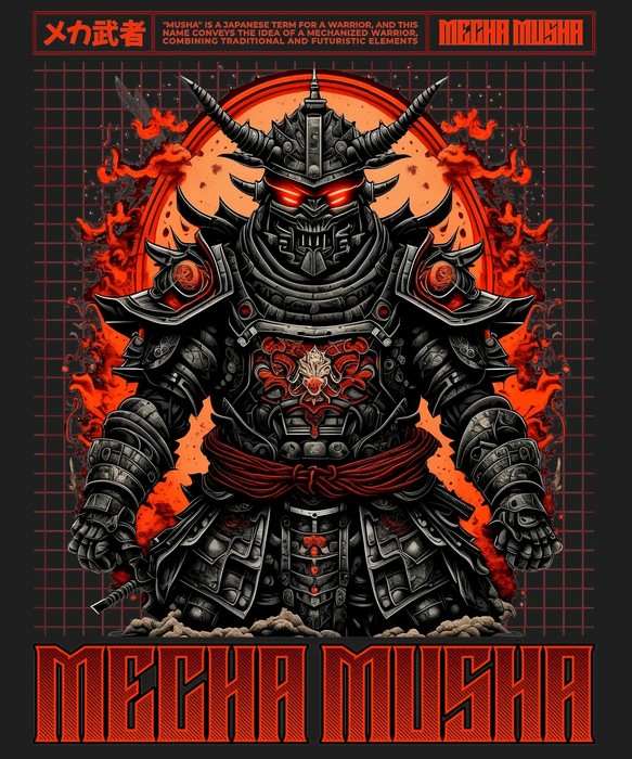 Mecha Musha - DTF Ready to Press (black_bg)