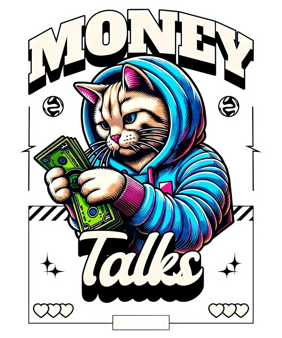Money Talks Cat - DTF Ready to Press