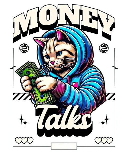 Money Talks Cat - DTF Ready to Press (original)