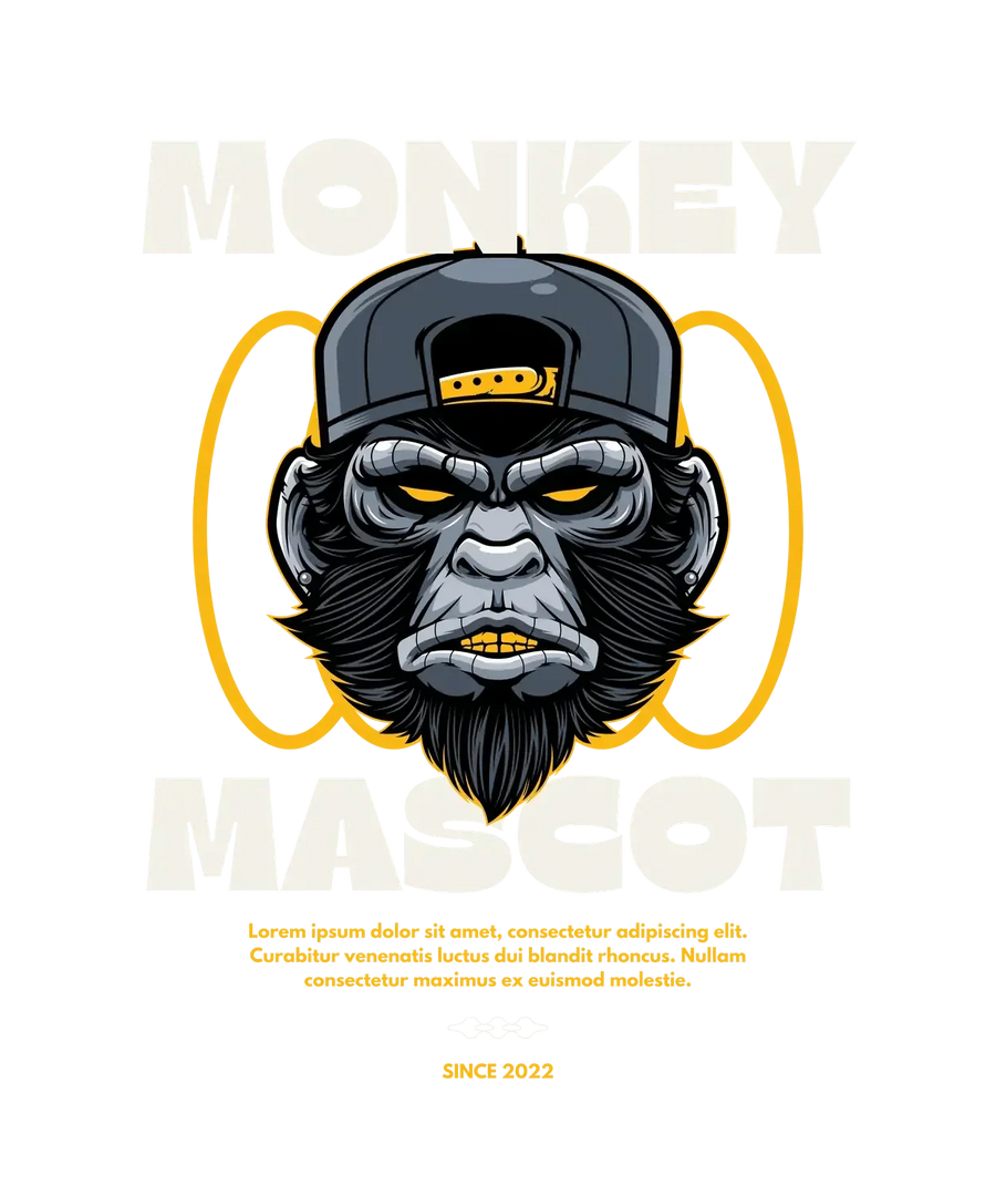 Monkey Mascot Apparel - DTF Ready to Press