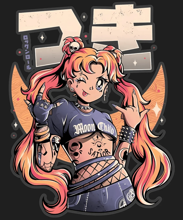 Moon Child Graphic - DTF Ready to Press (black_bg)