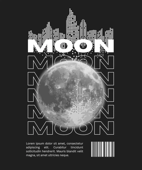Moon Cityscape - DTF Ready to Press (black_bg)