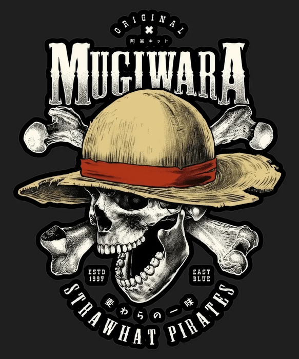 Mugiwara Pirates Skull - DTF Ready to Press (black_bg)