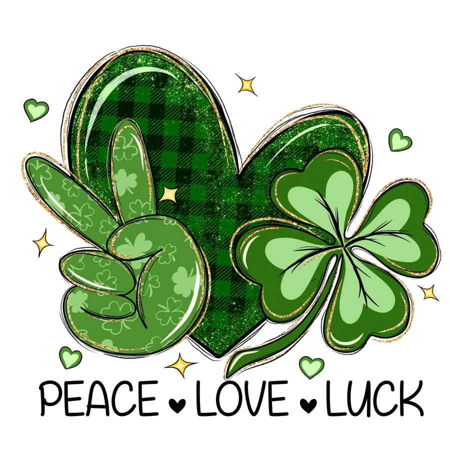 Peace Love Luck Saint Patrick's Day Design - DTF Ready To Press