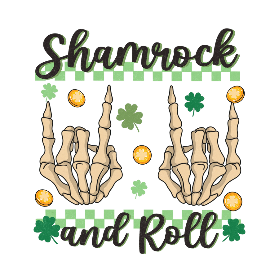 Shamrock And Roll Saint Patrick's Day Design - DTF Ready To Press