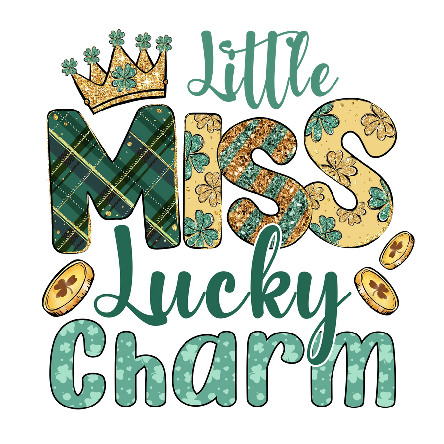Little Miss Lucky Charm Saint Patrick's Design - DTF Ready To Press