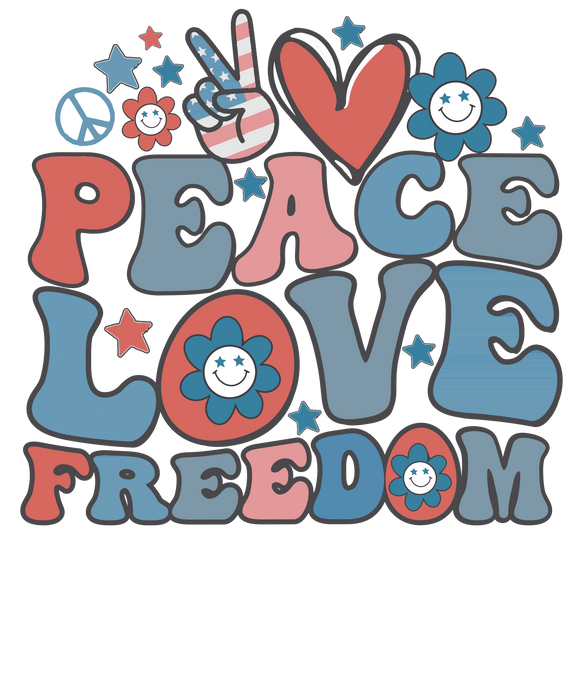 PeaceLoveFreedomRetro4thofJulyIndependenceDayT-shirtDesign.pngDTF Center