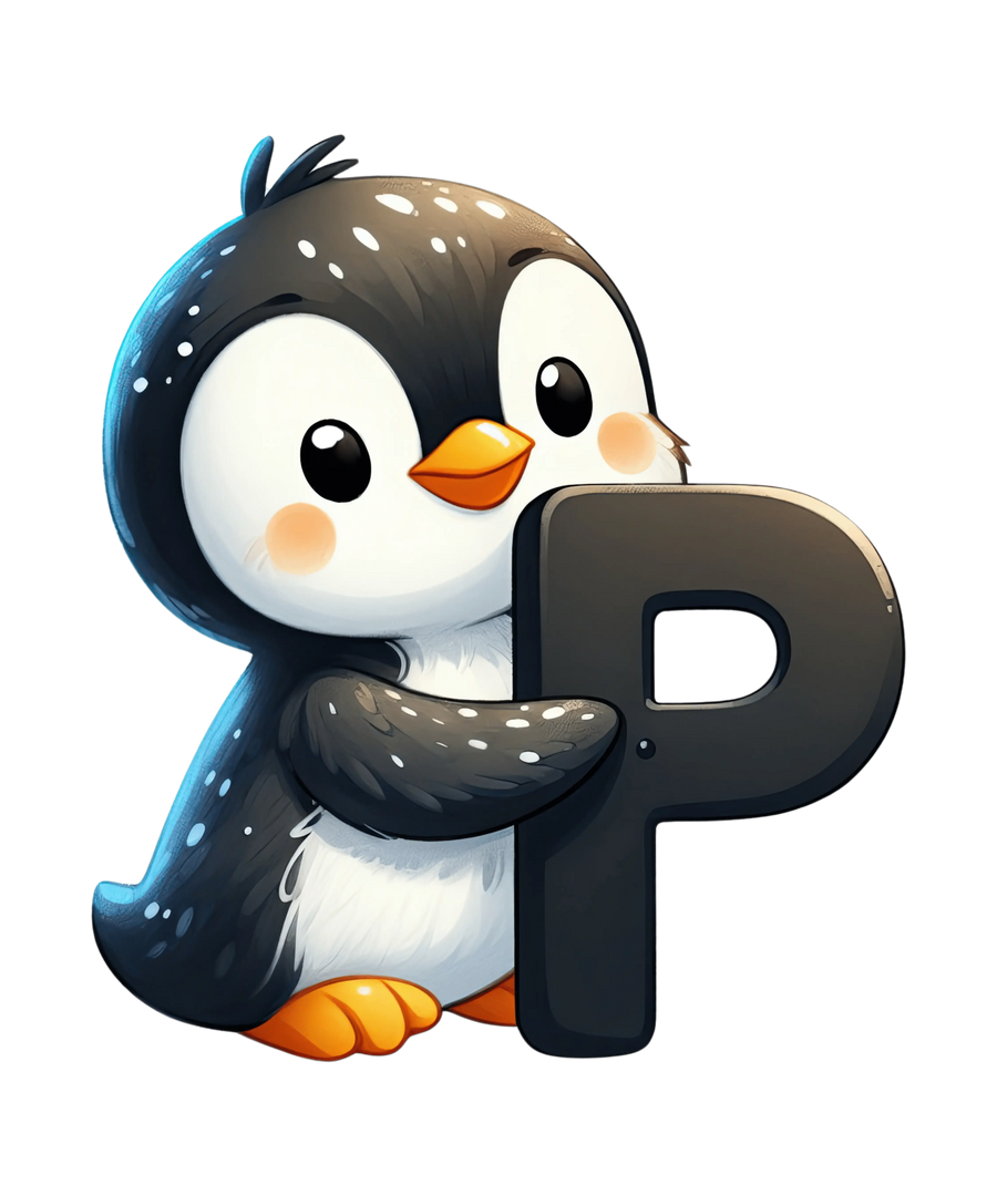 Tieralphabet P Pinguin Design - DTF bügelfertig