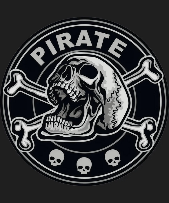 Pirate Skull Logo - DTF Ready to Press (black_bg)