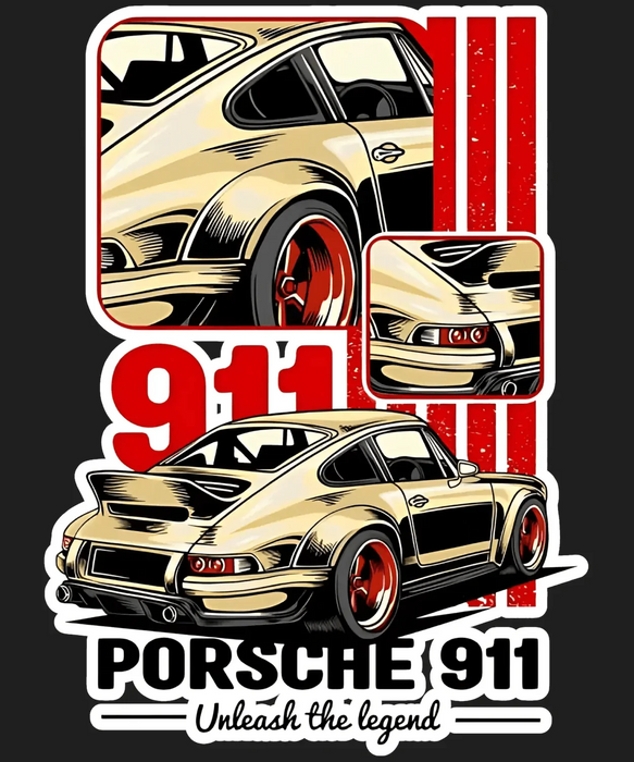 Porsche 911 Legend - DTF Ready to Press (black_bg)