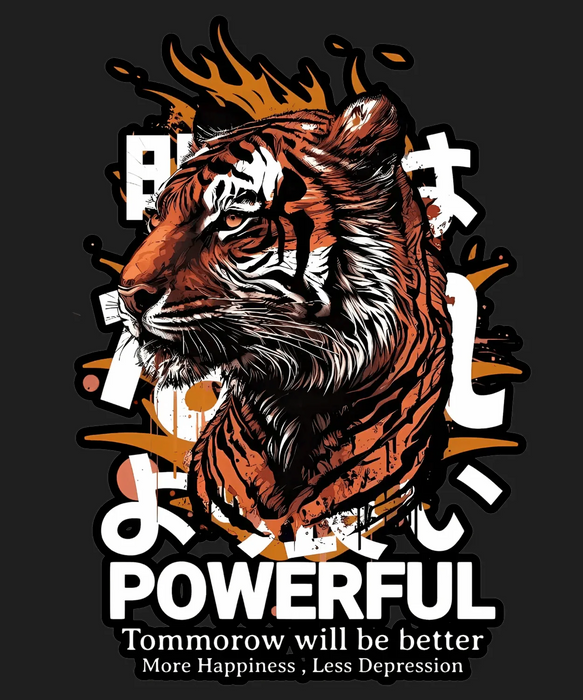 Powerful Tiger - DTF Ready to Press (black_bg)