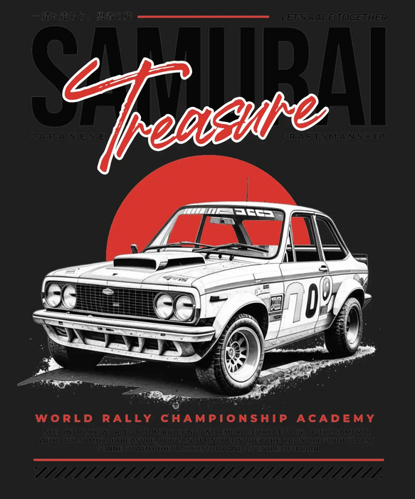 Rally Car Treasure - DTF Ready to Press (black_bg)