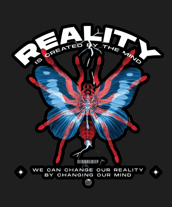 Reality Mind Butterfly - DTF Ready to Press (black_bg)