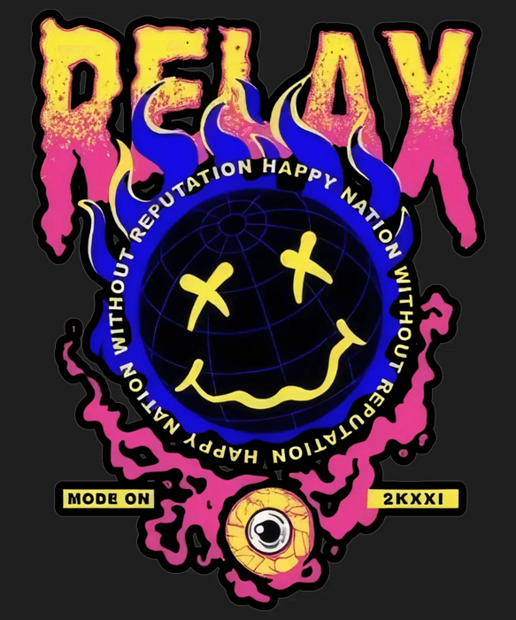 Relax Mode On - DTF Ready to Press (black_bg)
