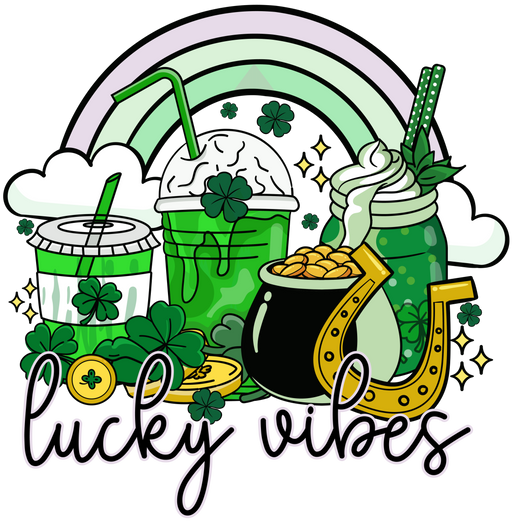 RetroLuckyVibesCoffeeShamrockSt.Patrick_sDayTshirtDesign.pngDTF Center