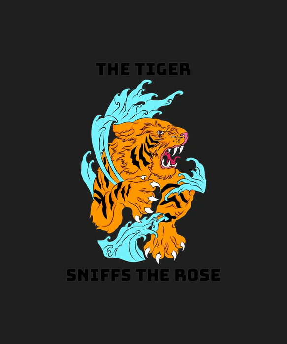 Roaring Tiger Wave - DTF Ready to Press (black_bg)