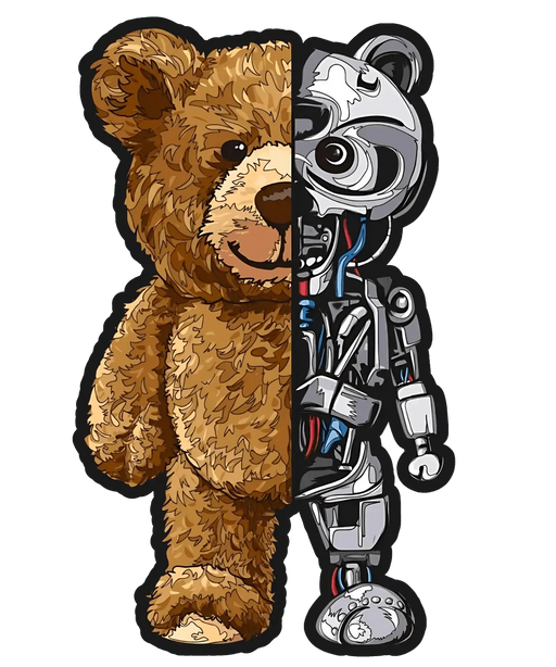 Robot Bear Half-Split - DTF Ready to Press (original)