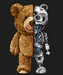 Robot Bear Half-Split - DTF Ready to Press (black_bg)