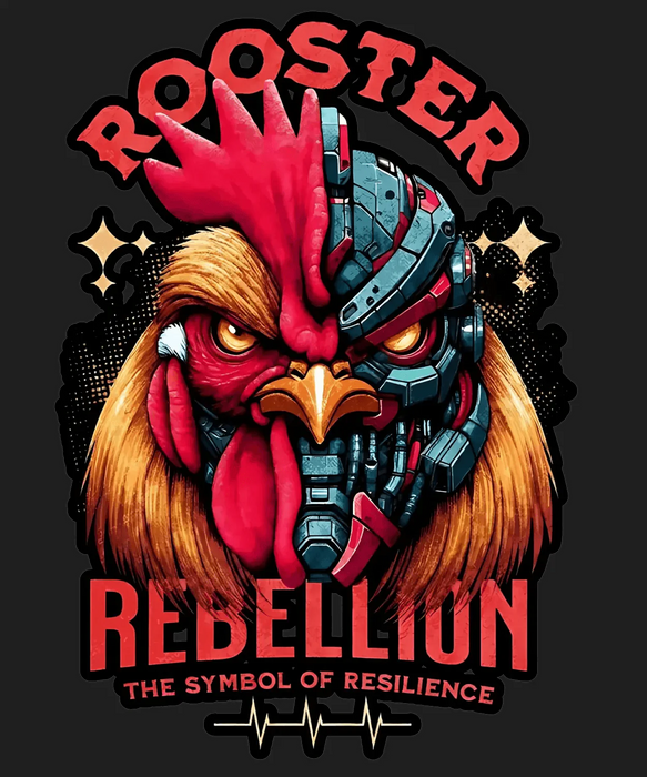 Rooster Rebellion - DTF Ready to Press (black_bg)